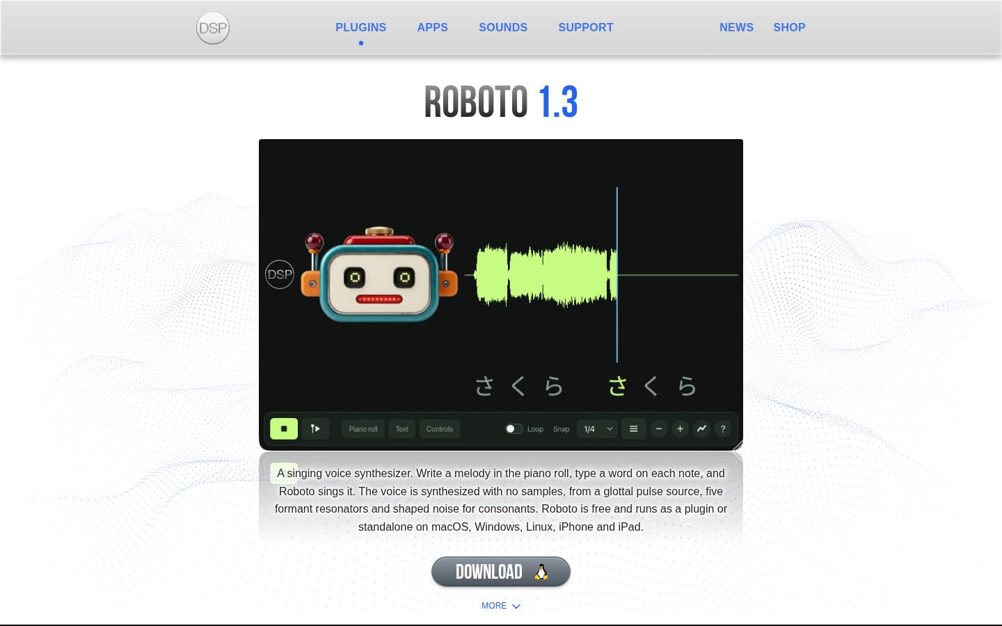 Offizielle Produktseite von Roboto 1.3 bei discoDSP